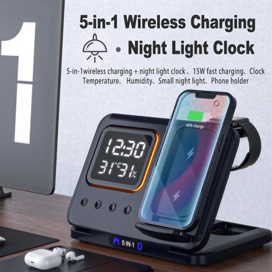 5 In1 LED 15W Wireless Chargers Stand